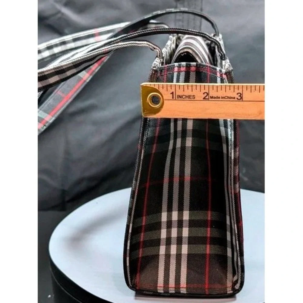 Kate Spade New York Tartan Plaid Tote Bag Shoulder Purse Leopard Lining~Vintage